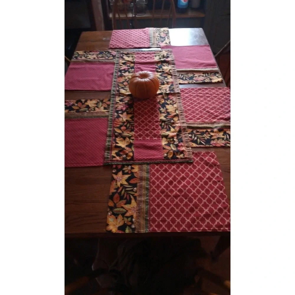 Thanksgiving Autumn‎ Fall Harvest  Placemats Set of 6 with Table Runner 36